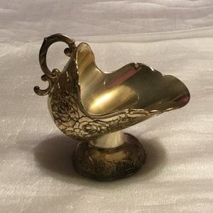 Vintage & very decorative silver-plated sugar scoop with handle